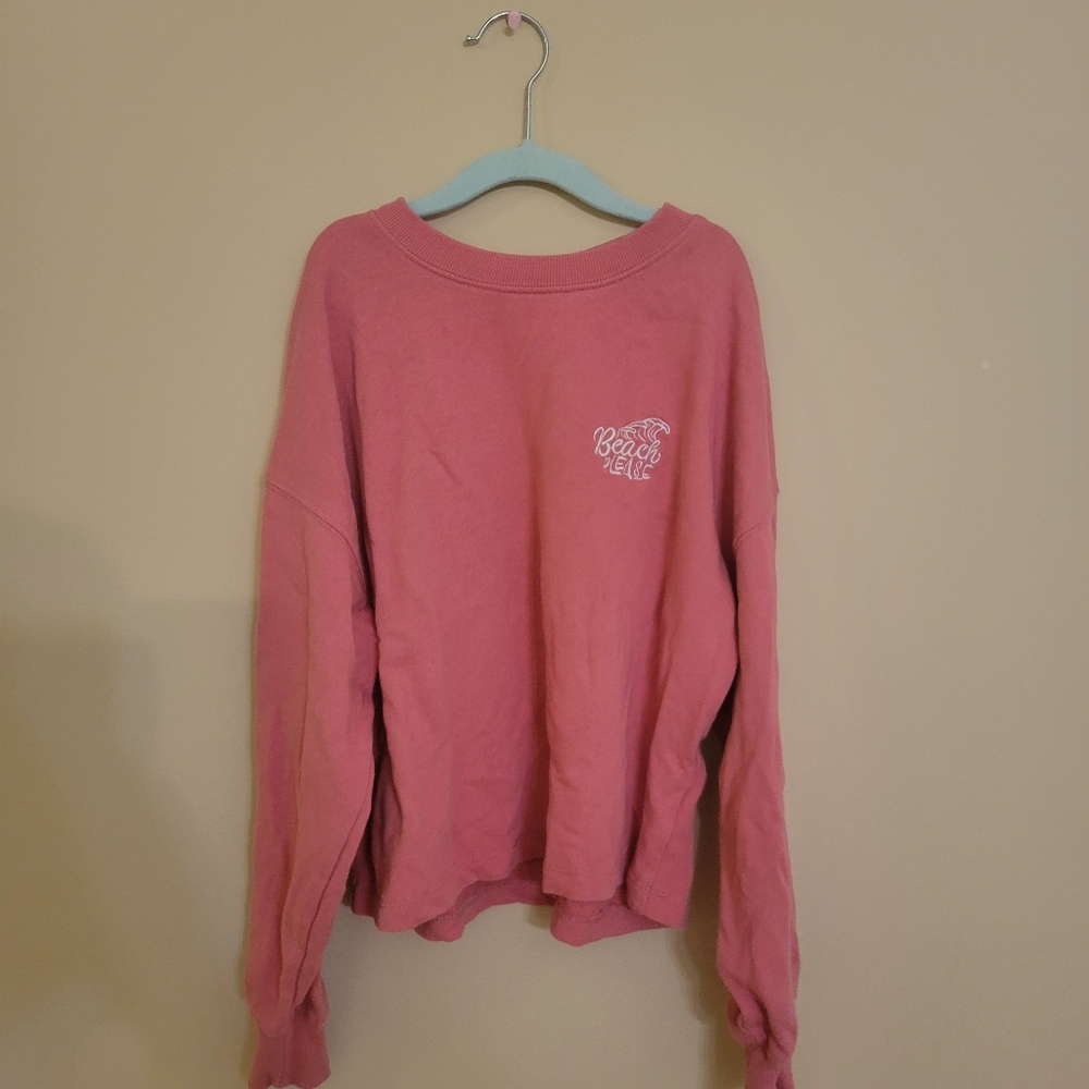 Hippie Rose “BEACH PLEASE” xS Wmns Sweatshirt Cropped Lightweight Salmon Pink